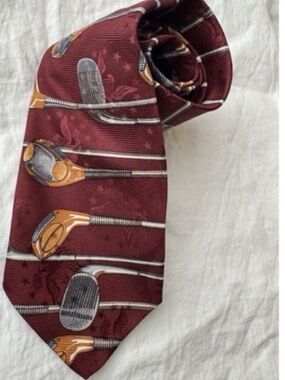 Robert Talbott Burgundy Golf Novelty Silk Tie